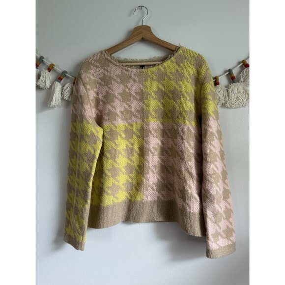 Marc Cain Houndstooth Wool Blend Knit Multicolor Sweater Preppy Academia N4 US 8 - Picture 1 of 10